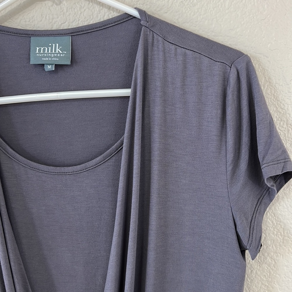 Milk Nursingwear Short Sleeve Faux Wrap Top Size M - Picture 3 of 11